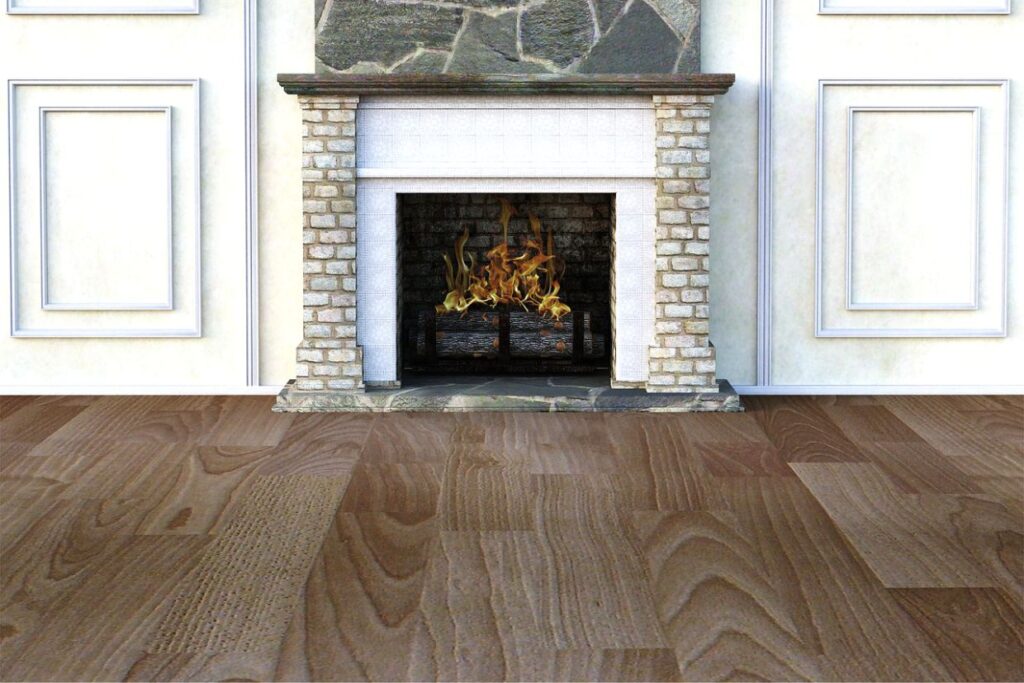 floor remodeling - room with fireplace