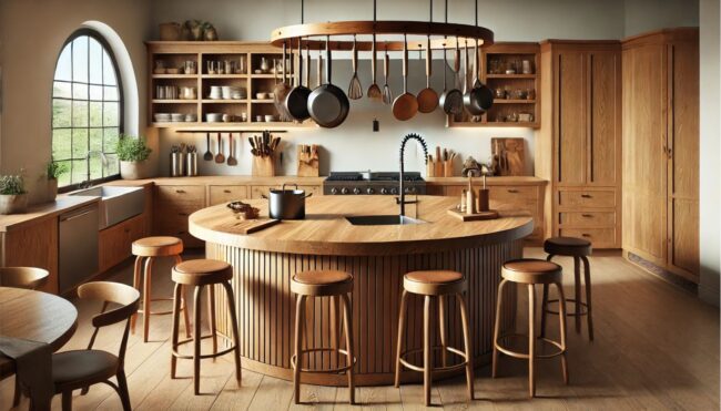 wooden Round Kitchen Island