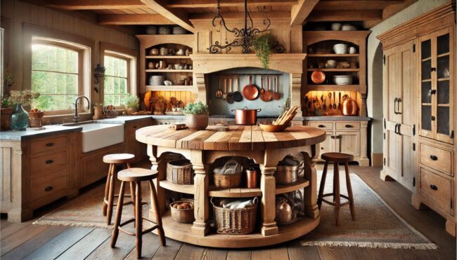 Rustic Round Kitchen Island